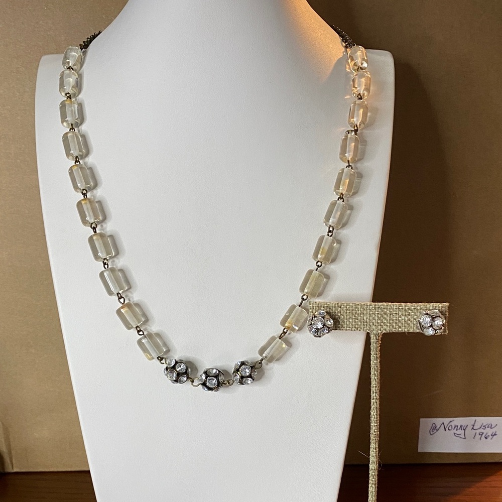 10/$10 Crystal Bead and Rhinestone Necklace and Earring Set - Clear